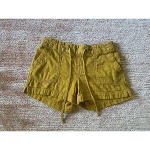 Old Navy Mustard Yellow Linen Blend Shorts Women’s S Elastic Waist Pockets